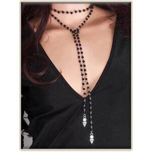 Gothic Jewelry for Women Black Beaded Necklaces Long Wrap Around Choker